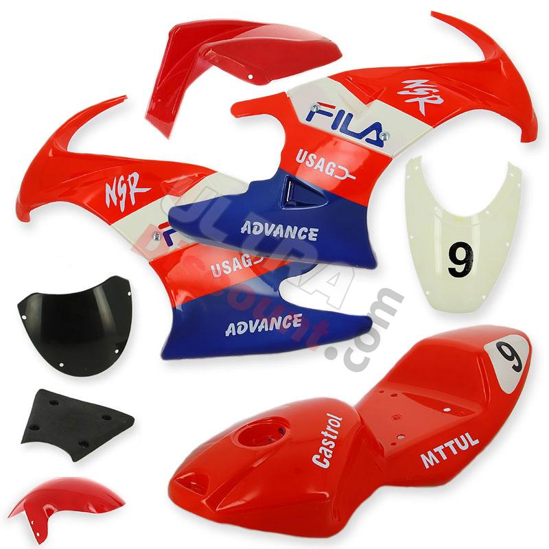 Carenage Pocket bike 47 49cc (Rouge-Bleu-Blanc), Pièces Pocket Bike Carenage Pocket bike 47 49cc (Rouge-Bleu-Blanc), Pièces Pocket Bike