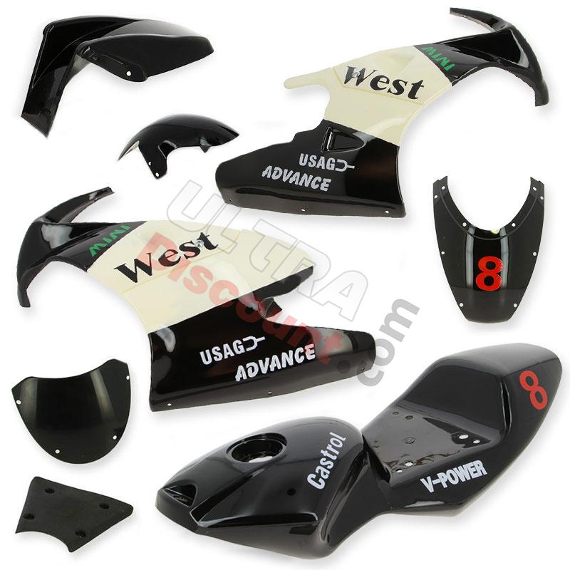 Carenage Pocket bike 47-49cc (Noir-Blanc), Pièces Pocket Bike Carenage Pocket bike 47-49cc (Noir-Blanc), Pièces Pocket Bike