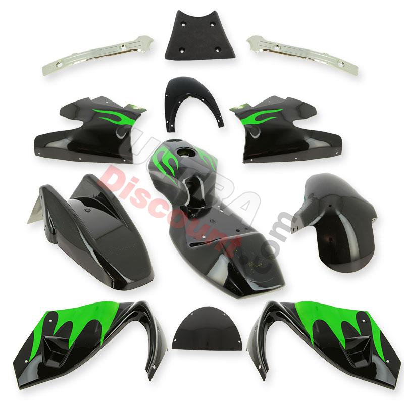 Carenage Pocket bike 47-49cc (Noir-Vert), Pièces Pocket Bike