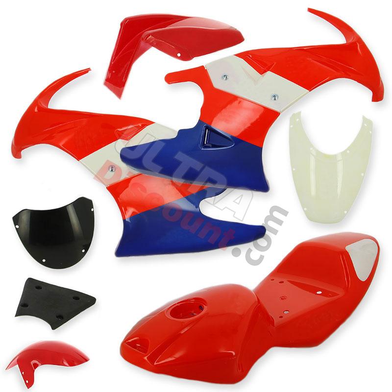 Carenage Pocket bike 47 49cc (Rouge-Bleu-Blanc), Pièces Pocket Bike Carenage Pocket bike 47 49cc (Rouge-Bleu-Blanc), Pièces Pocket Bike