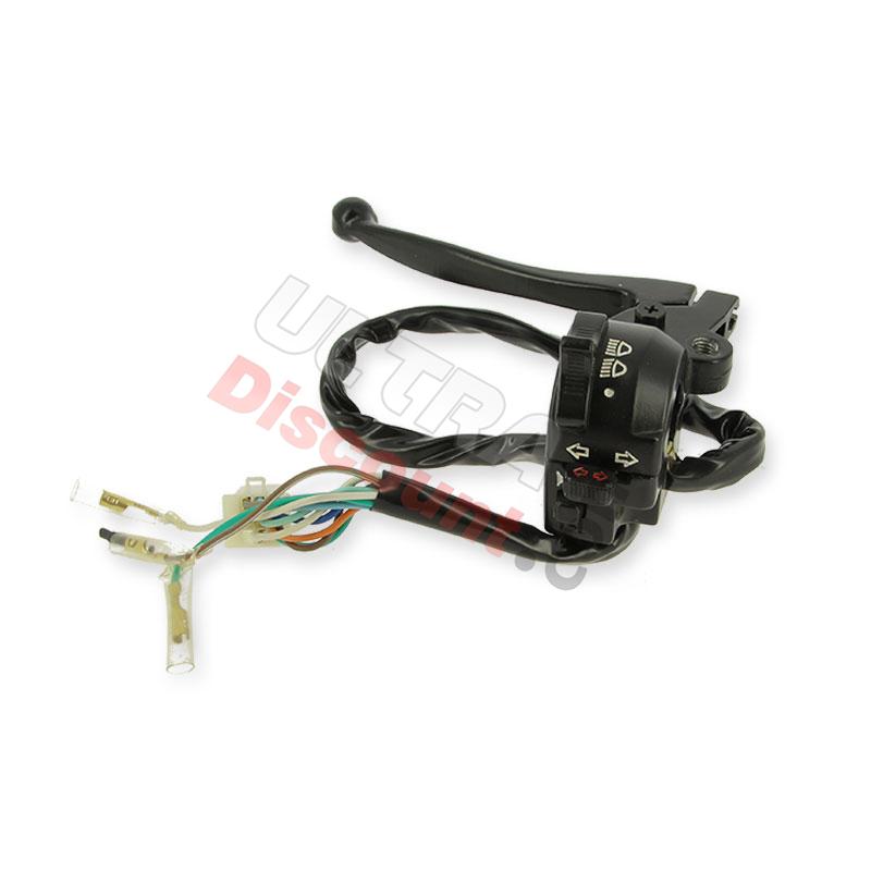 Commodo gauche Noir pour Dax Skyteam Skymax 50-125cc avec lampe LED, Pièces Skymini Monkey - Gorilla