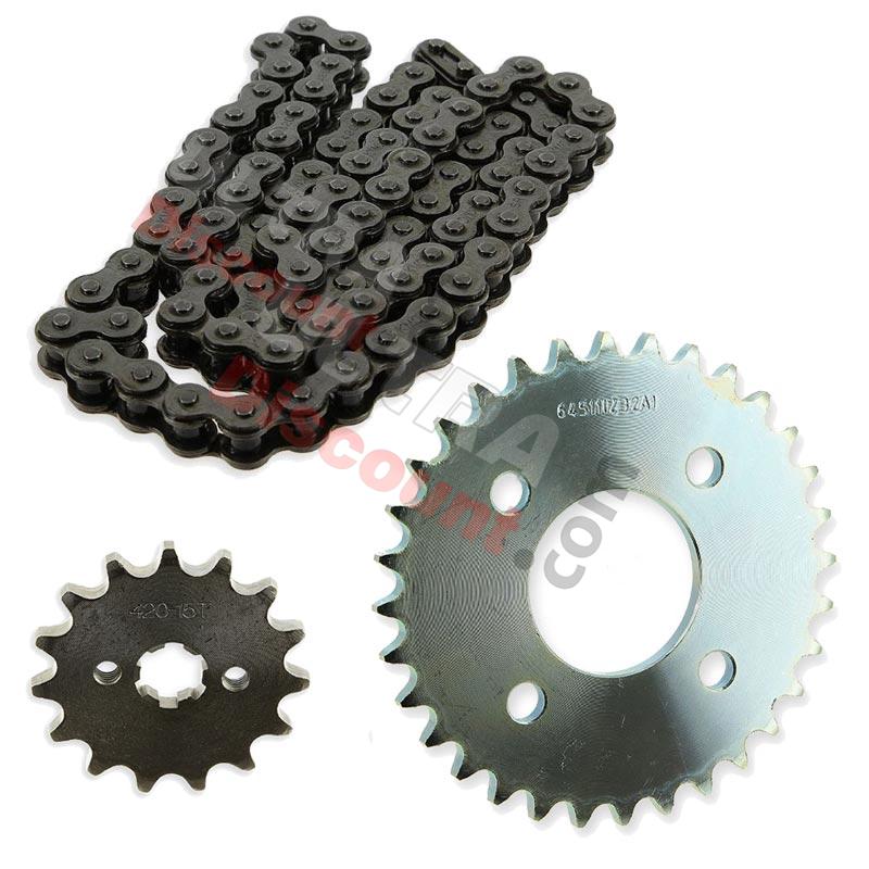 Kit transmission Chaine + couronne + pignon pour Skymax ST125-6-6A, Pièces Dax Skymax Kit transmission Chaine + couronne + pignon pour Skymax ST125-6-6A, Pièces Dax Skymax