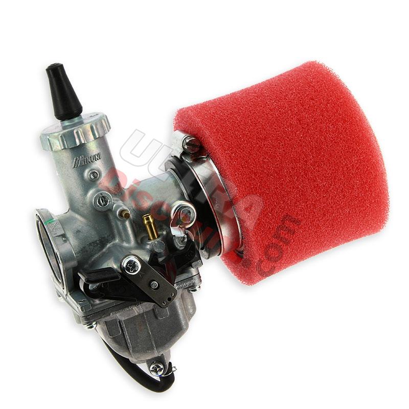 Carburateur dirt bike Mikuni de 30mm + filtre Rouge, Pieces Dirt Bike