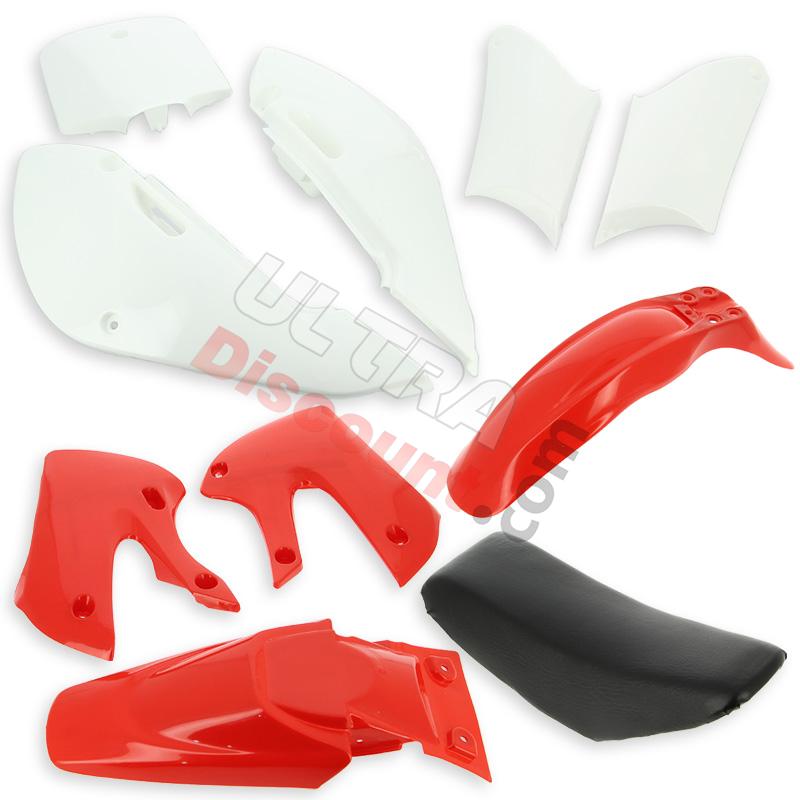 Carenage dirt bike 125cc à 250cc + Selle (rouge), Pieces Dirt Bike