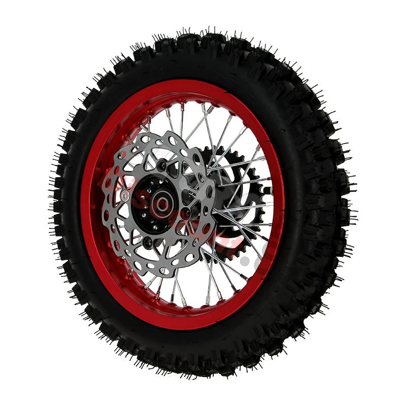 Roue Arrière Complète 12'' Rouge pour Dirt Bike AGB29, Pieces Dirt Bike