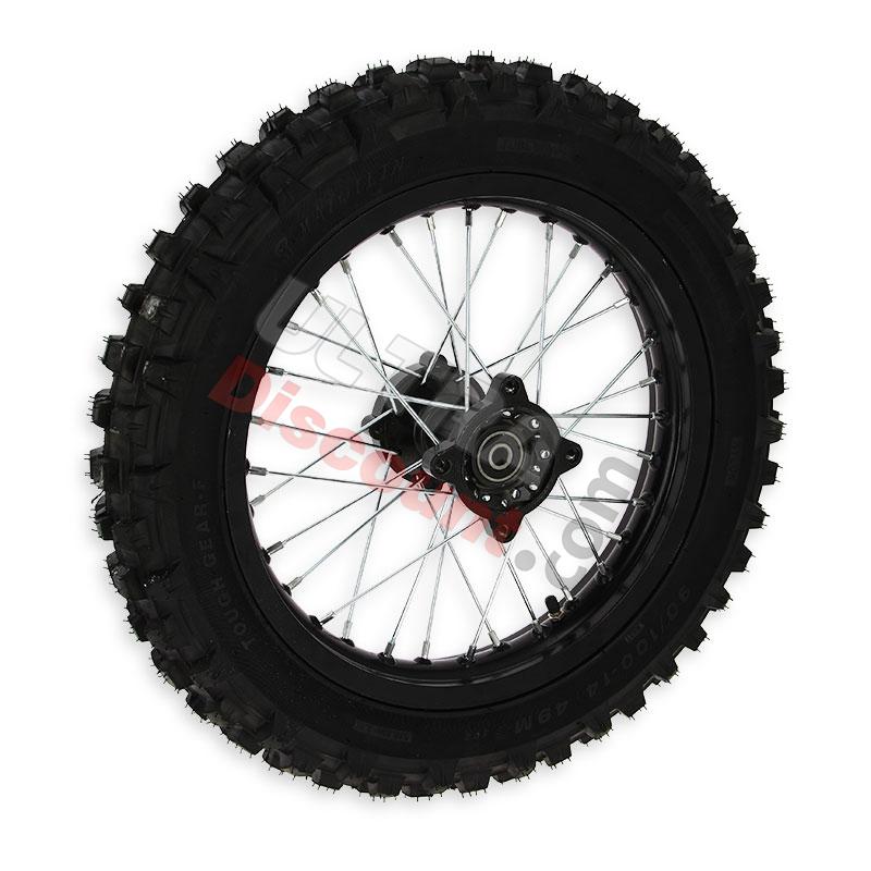 Roue Arrière 14'' Noire pour Dirt Bike AGB30, Pieces Dirt Bike