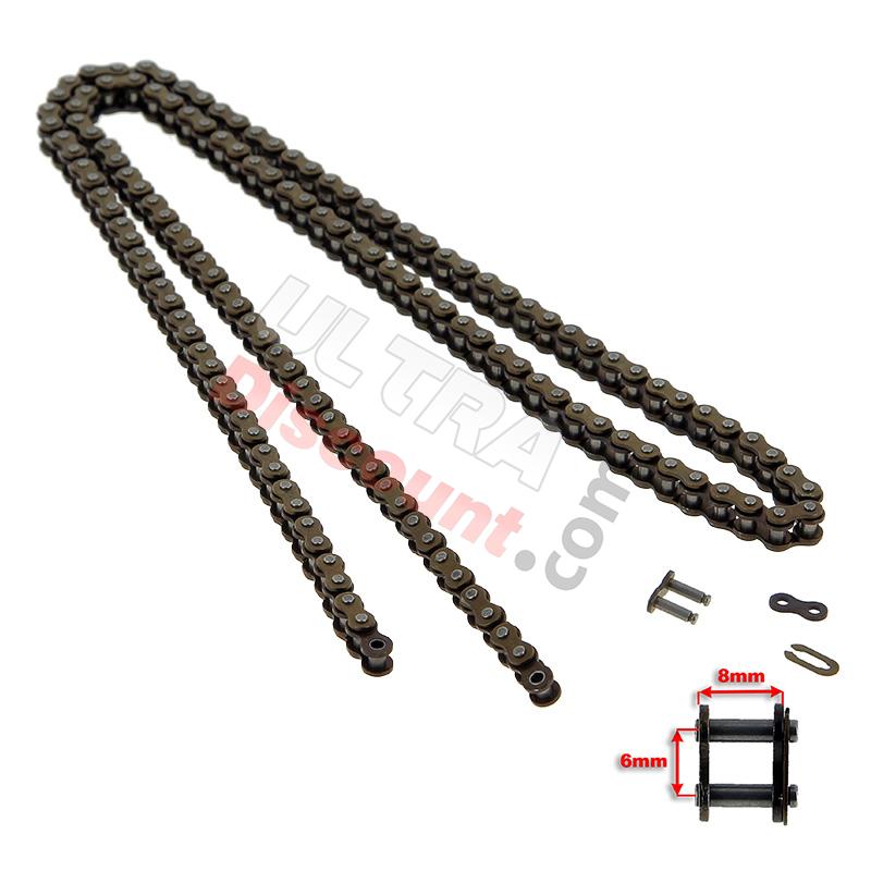 Chaine 72 Maillons RENFORCÉE Petit Pas H25 pour Pocket Polini 911 - GP3, Pièces Polini 911 GP3