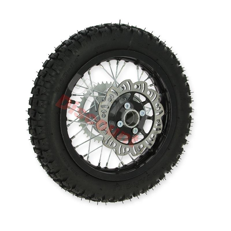 Roue Arrière Complète 12'' Noire pour Dirt Bike AGB27, Pieces Dirt Bike