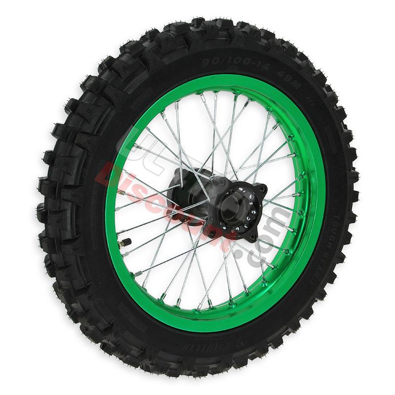 Roue Arrière Complète 14'' Verte pour Dirt Bike AGB30, Pieces Dirt Bike Roue Arrière Complète 14'' Verte pour Dirt Bike AGB30, Pieces Dirt Bike