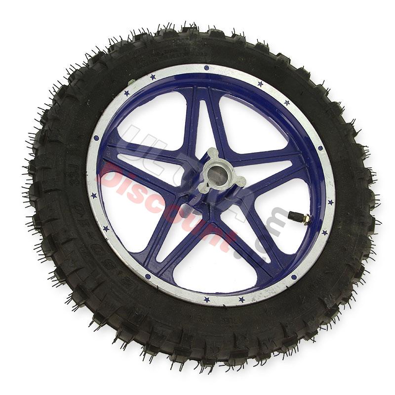 Roue avant complète bleue pocket bike Cross (10'', type 1 ), Pièces Pocket Cross Roue avant complète bleue pocket bike Cross (10'', type 1 ), Pièces Pocket Cross