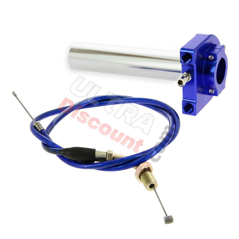 Poignée d'accélérateur rapide de qualité Bleu + Cable, Pièces Racing pocket ZPF