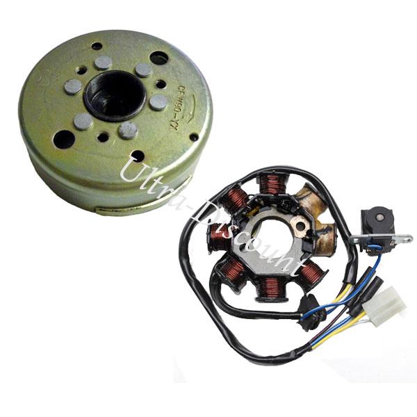 Stator + volant magnetique scooter Chinois 50cc 4temps (4 fils), Pièces scooter chinois