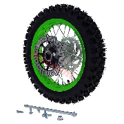 Roue Arrière Complète 12'' Verte avec Crampons 12mm pour Dirt Bike AGB27