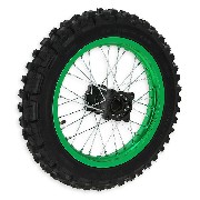 Roue Arrière Complète 14'' Verte pour Dirt Bike AGB30