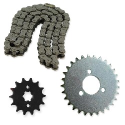 Kit transmission Chaine + couronne + pignon pour Skymini ST125-8B/8C