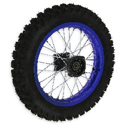 Roue Arrière Complète 14'' Bleue pour Dirt Bike AGB30