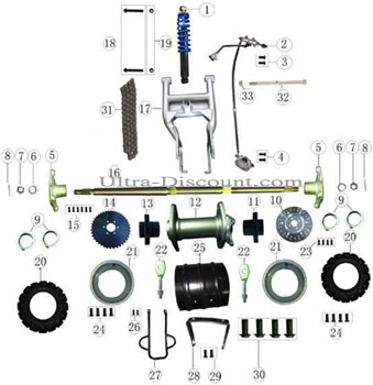 Amortisseur Arrière Rouge pour Quad Shineray 200 cc (245mm) Bilder 1
